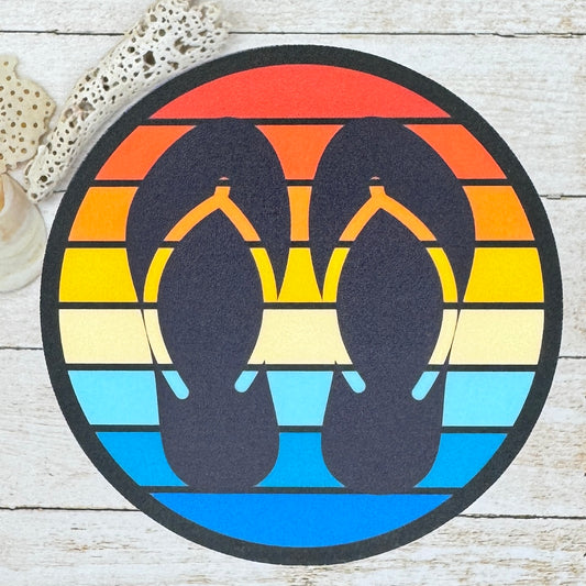 Flip Flops Silhouette Sunset Die Cut Sticker