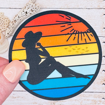 In the Distance Silhouette Sunset Die Cut Sticker