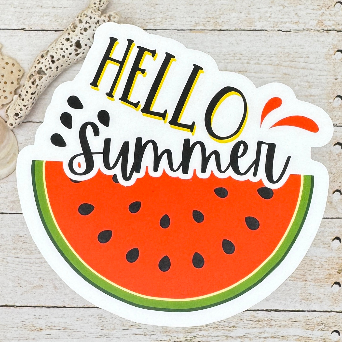 Hello Summer Juicy Watermelon Die Cut Sticker