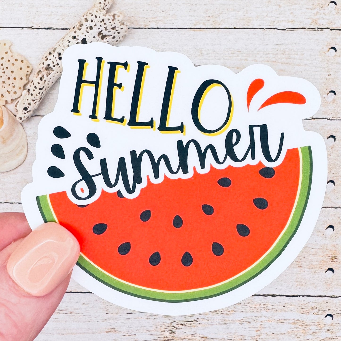 Hello Summer Juicy Watermelon Die Cut Sticker