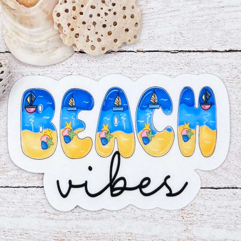 Beach Vibes Sandy Beach Die Cut Sticker