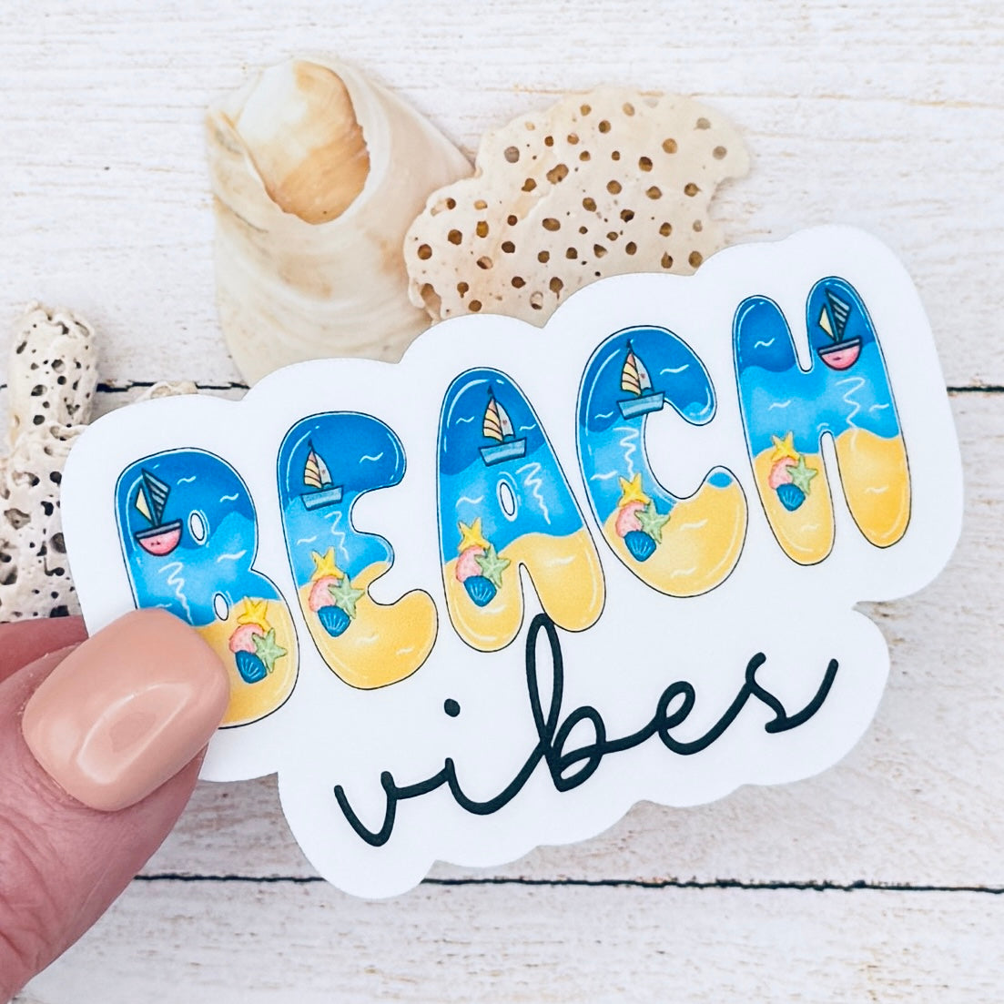 Beach Vibes Sandy Beach Die Cut Sticker