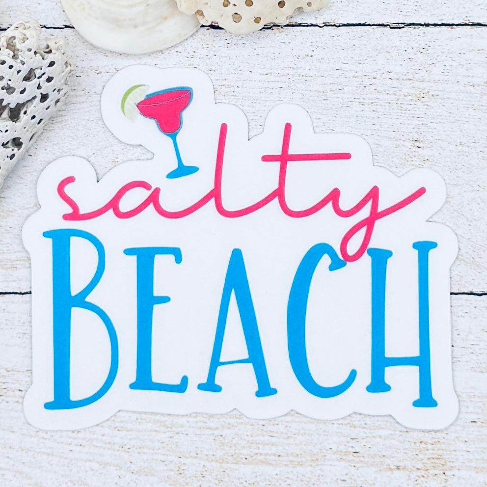 Salty Beach with Margarita Die Cut Sticker