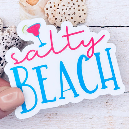 Salty Beach with Margarita Die Cut Sticker