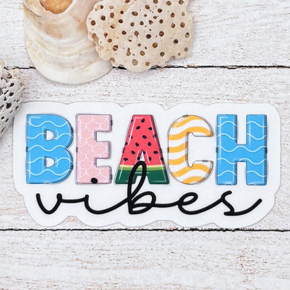 Beach Vibes Fun Fonts Die Cut Sticker