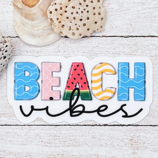 Beach Vibes Fun Fonts Die Cut Sticker