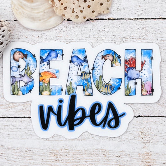 Beach Vibes Sea Life Die Cut Sticker