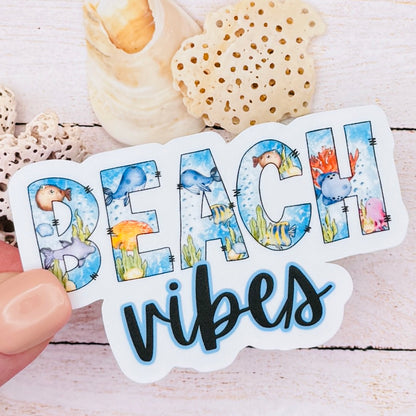 Beach Vibes Sea Life Die Cut Sticker