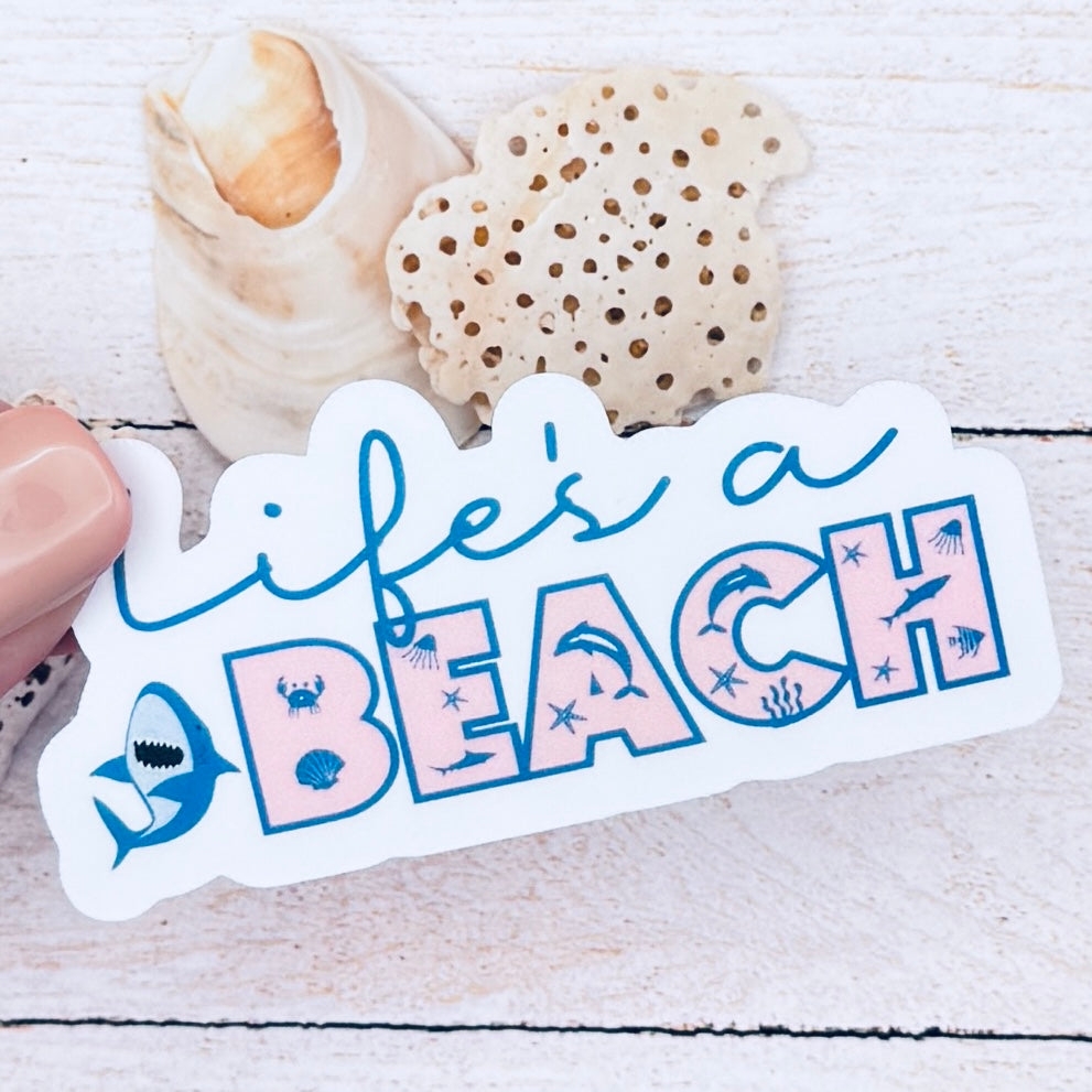 Life's a Beach Shark Die Cut Sticker