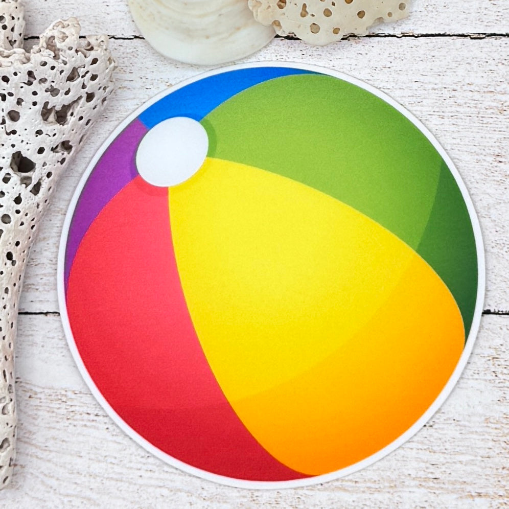 Beach Ball Rainbow Colors Die Cut Sticker