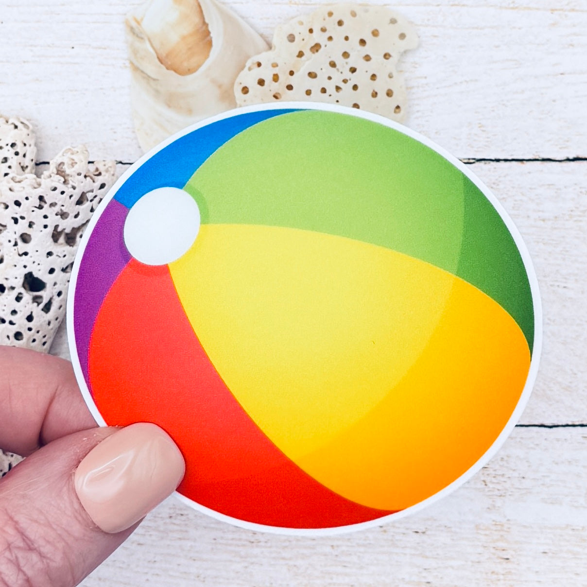 Beach Ball Rainbow Colors Die Cut Sticker