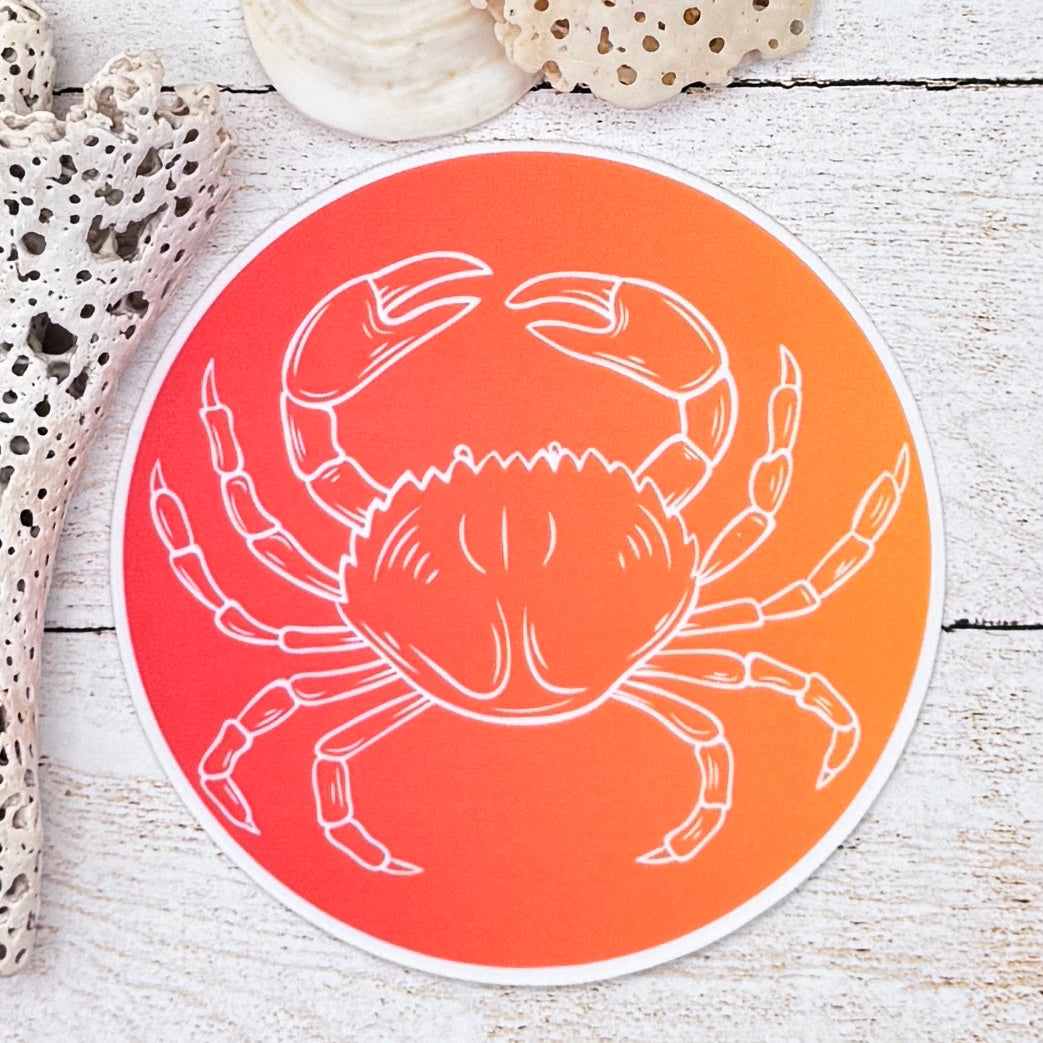 Crab Coral and Orange Gradient Die Cut Sticker