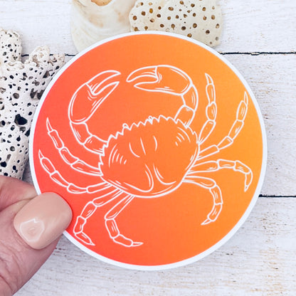 Crab Coral and Orange Gradient Die Cut Sticker