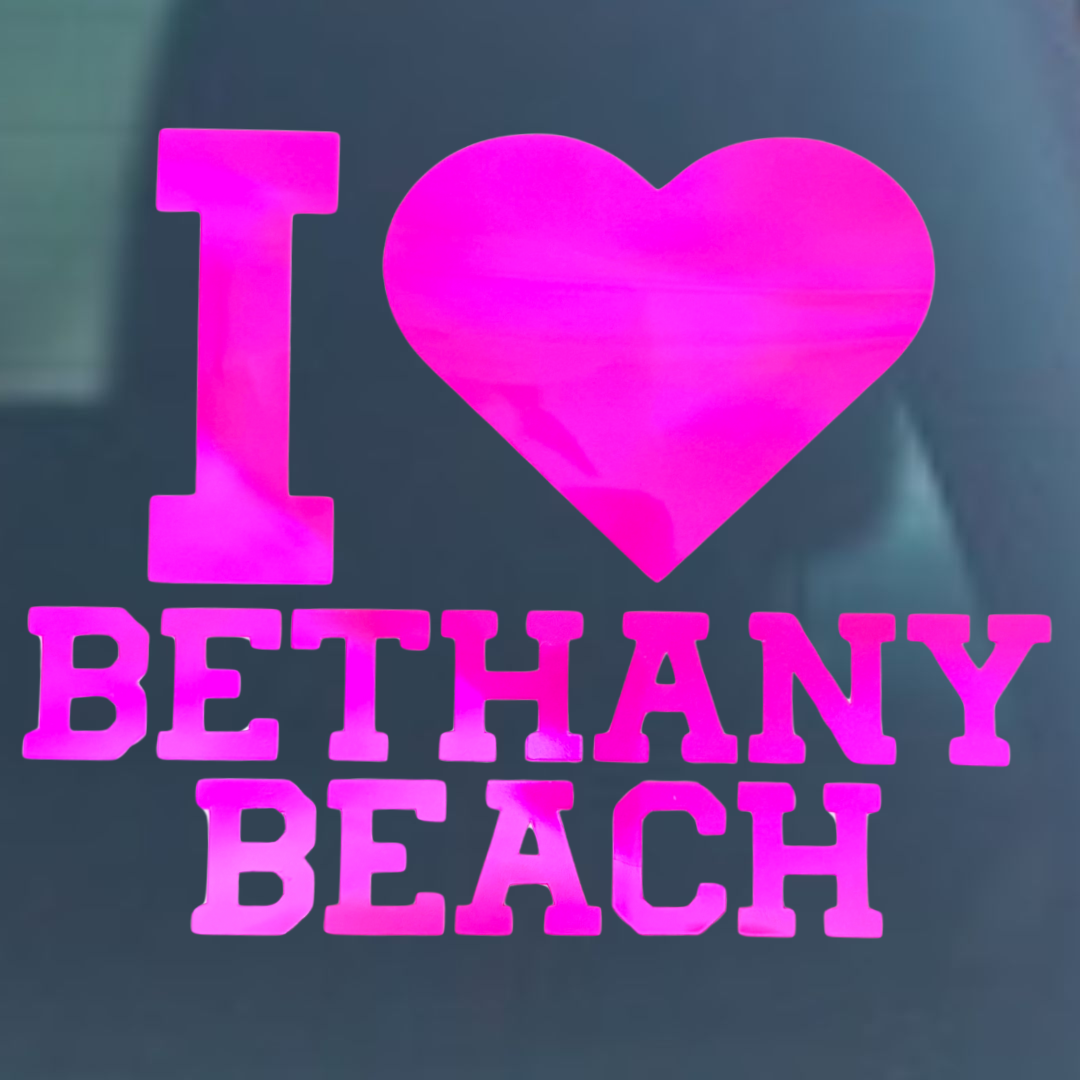 I Love Bethany Beach Vinyl Decal - 6 Colors Available