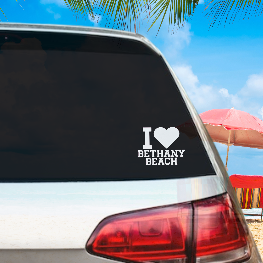 I Love Bethany Beach Vinyl Decal - 6 Colors Available