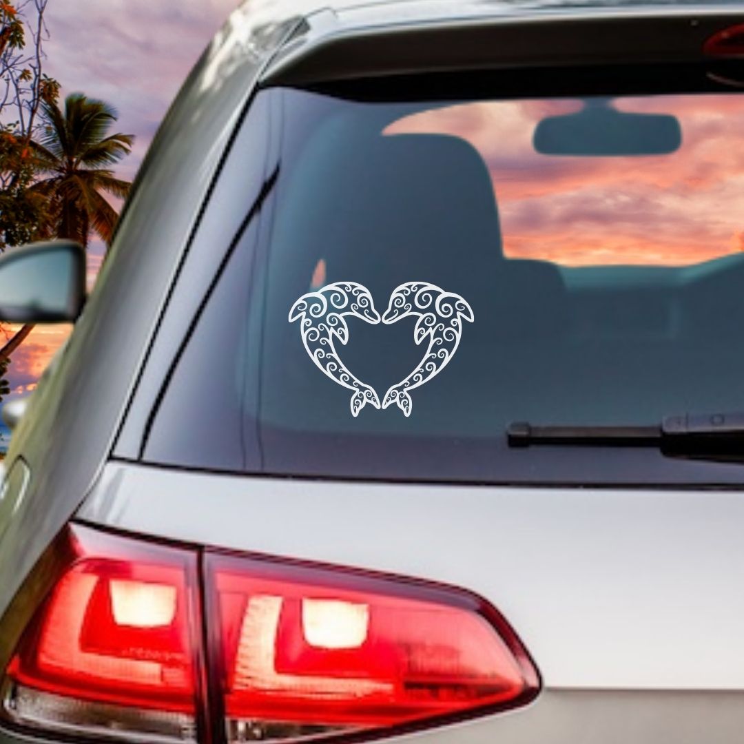 Dolphin Lace Heart Vinyl Decal - 6 Colors Available