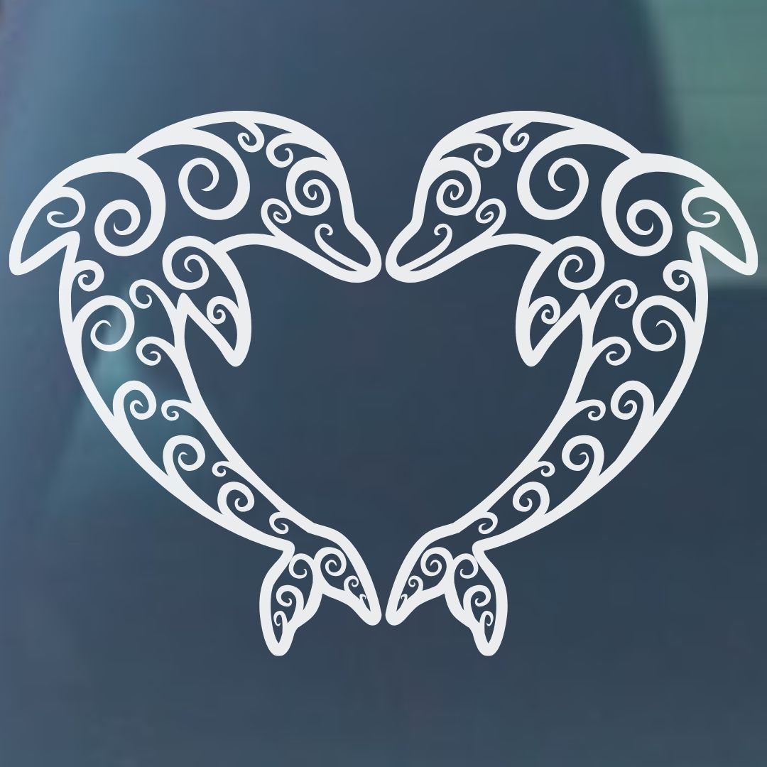 Dolphin Lace Heart Vinyl Decal - 6 Colors Available