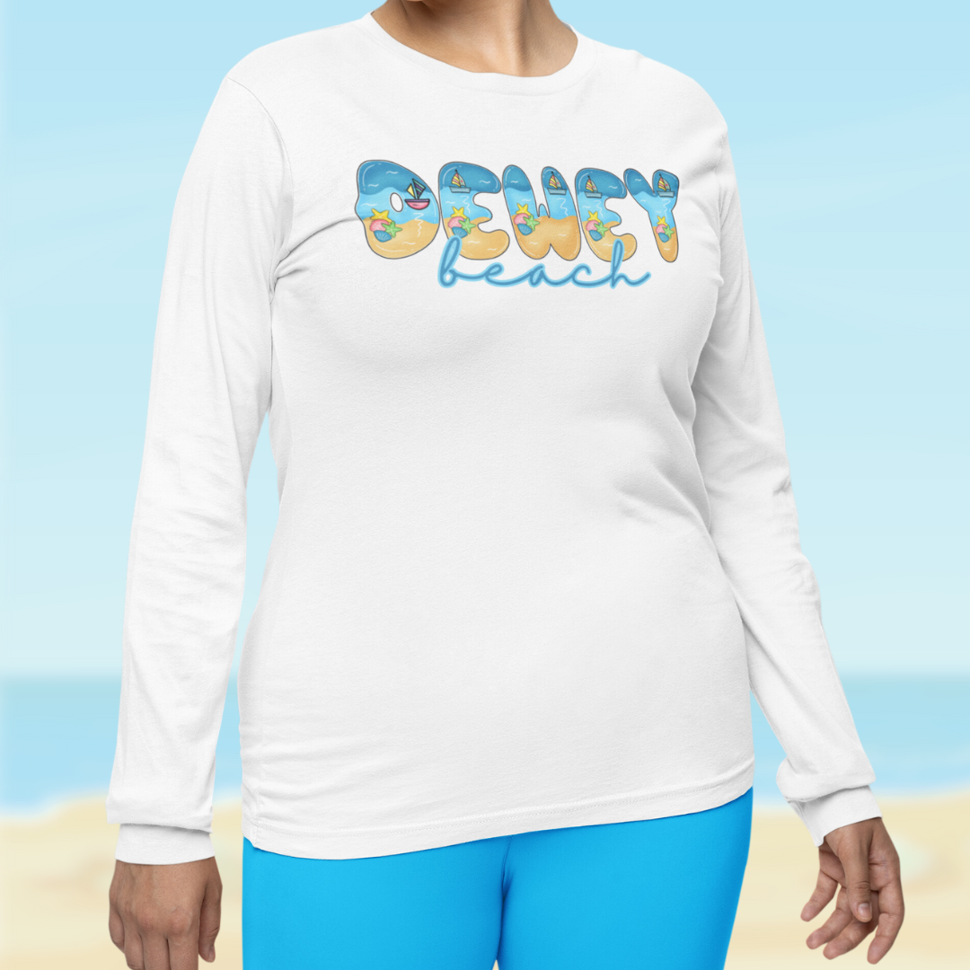 Dewey Beach Delaware Beach Fonts Unisex Long Sleeve T-Shirt