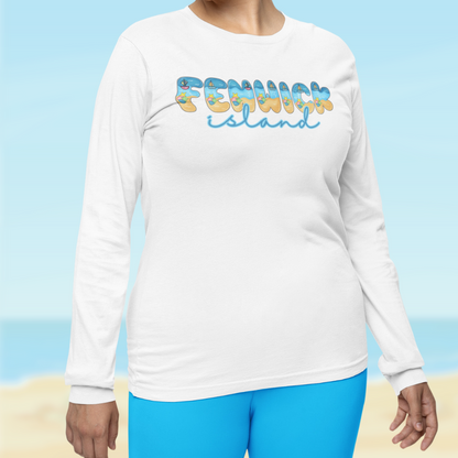 Fenwick Island Delaware Beach Fonts Unisex Long Sleeve T-Shirt