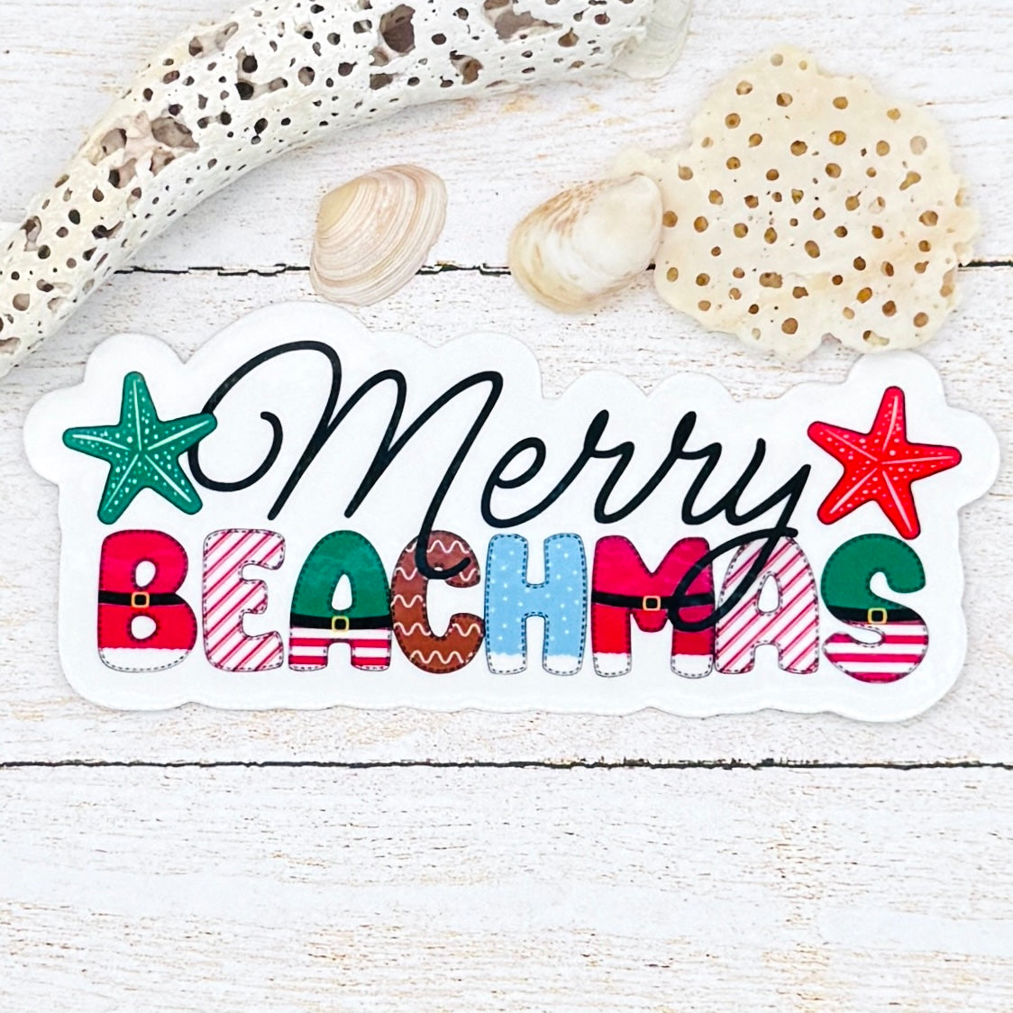 Merry Beachmas Die Cut Sticker