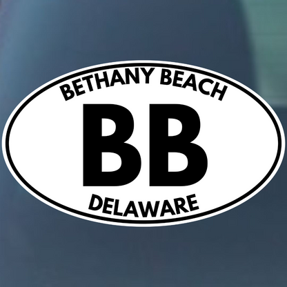 Bethany Beach Delaware BB Oval Vinyl Decal