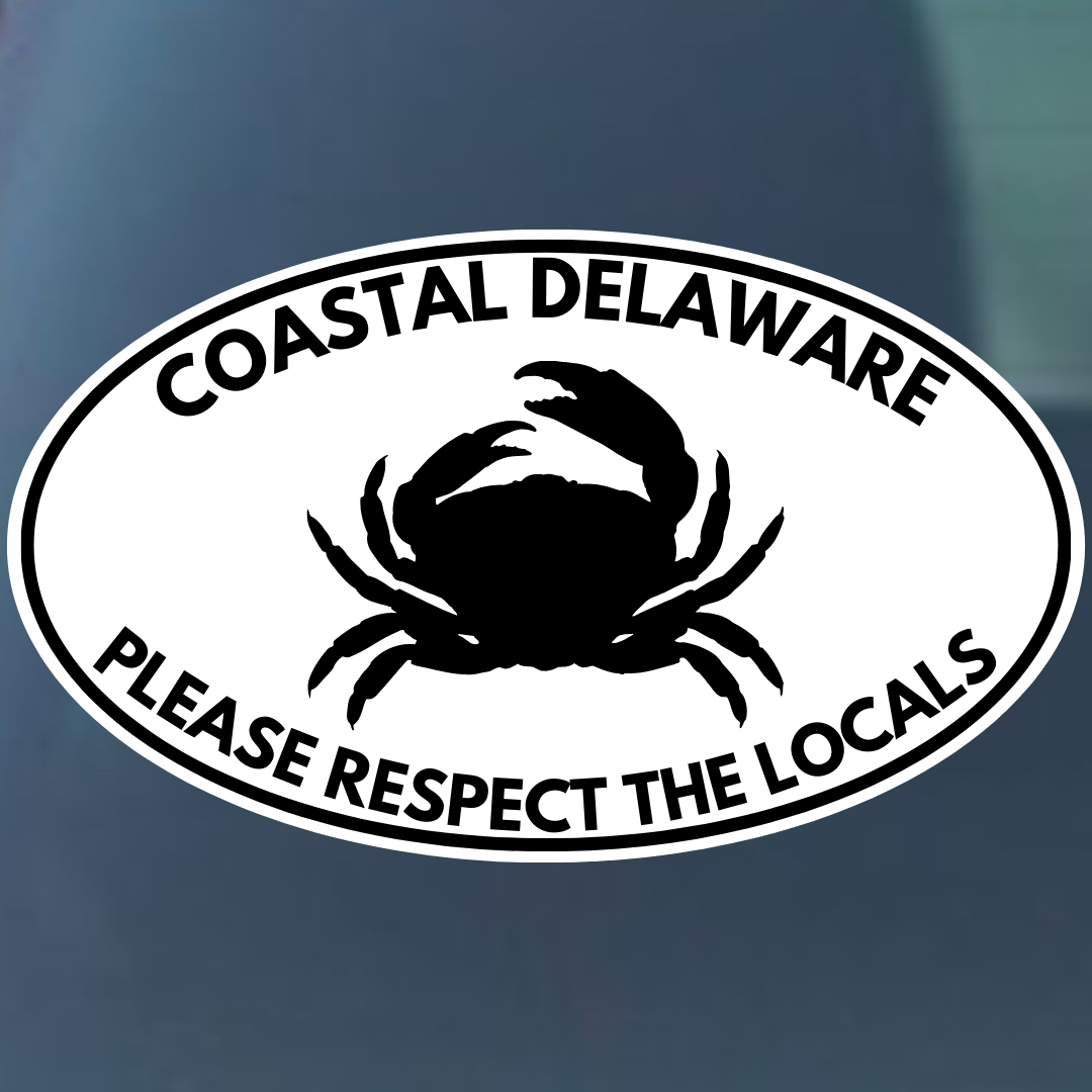 Coastal Delaware Respect the Locals with Crab Oval Vinyl Decal