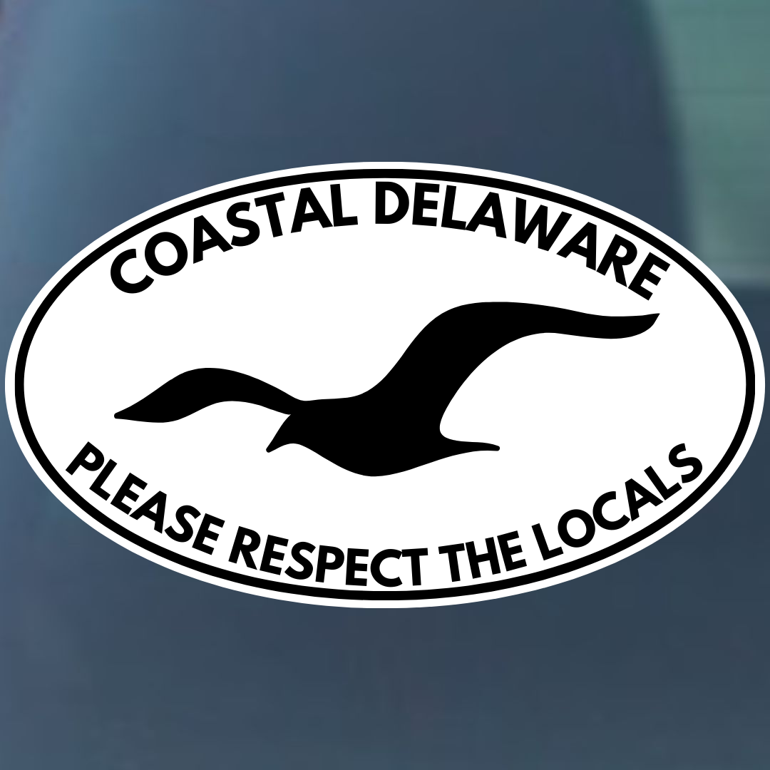 Coastal Delaware Respect the Locals with Seagull Oval Vinyl Decal