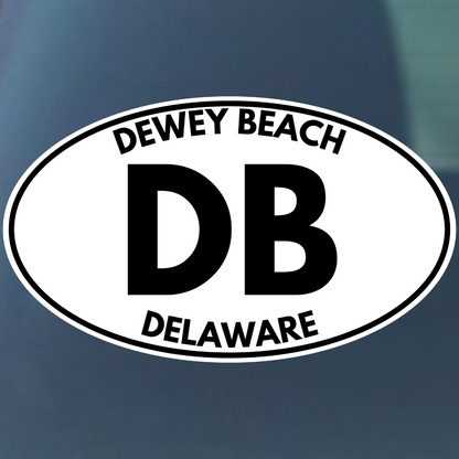 Dewey Beach Delaware DB Oval Vinyl Decal