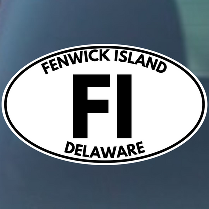 Fenwick Island Delaware FI Oval Vinyl Decal