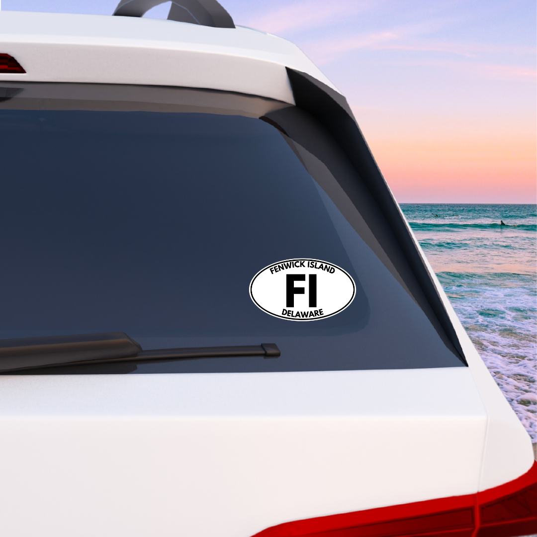 Fenwick Island Delaware FI Oval Vinyl Decal