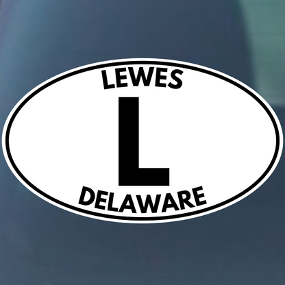 Lewes Delaware with an 'L' Oval Vinyl Decal