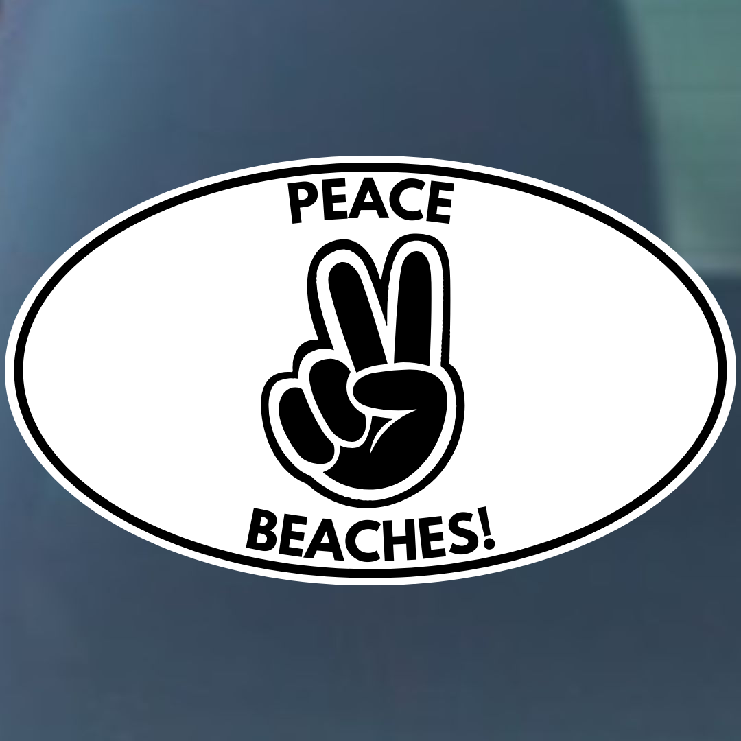 Peach Beaches Oval Vinyl Decal - 4 Colors Available