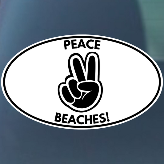 Peach Beaches Oval Vinyl Decal - 4 Colors Available