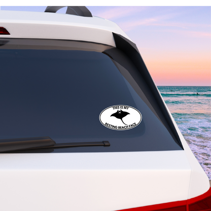 This is My Resting Beach Face with Stingray Oval Vinyl Decal - 4 Colors Available