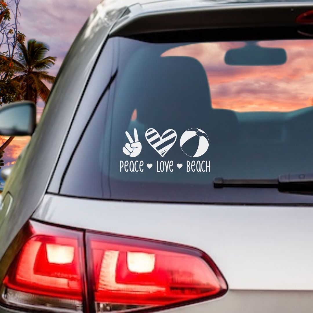 Peace Love Beach Vinyl Decal - 6 Colors Available