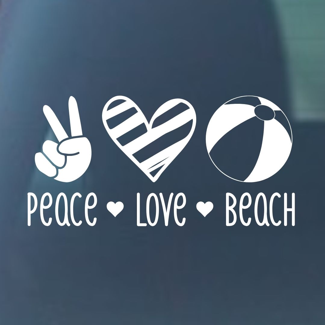 Peace Love Beach Vinyl Decal - 6 Colors Available