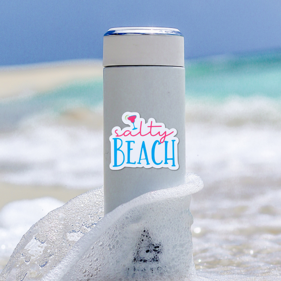 Salty Beach with Margarita Die Cut Sticker