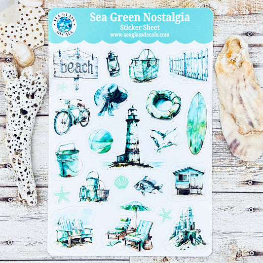 Sea Green Nostalgia Sticker Sheet