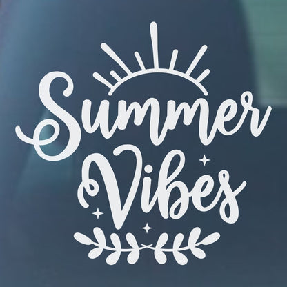 Summer Vibes with Sun & Leaves Vinyl Decal