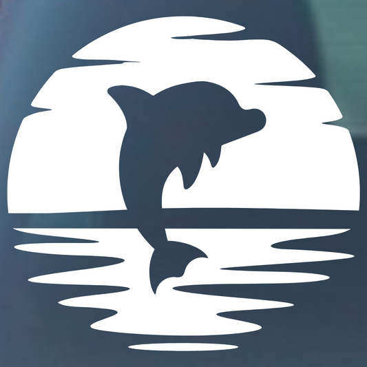 Dolphin Sunset Vinyl Decal - 6 Colors Available