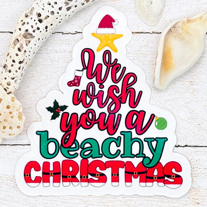 We Wish You a Beachy Christmas Die Cut Sticker